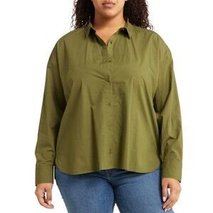 Melrose and Market Collared Poplin Shirt Olive Moss